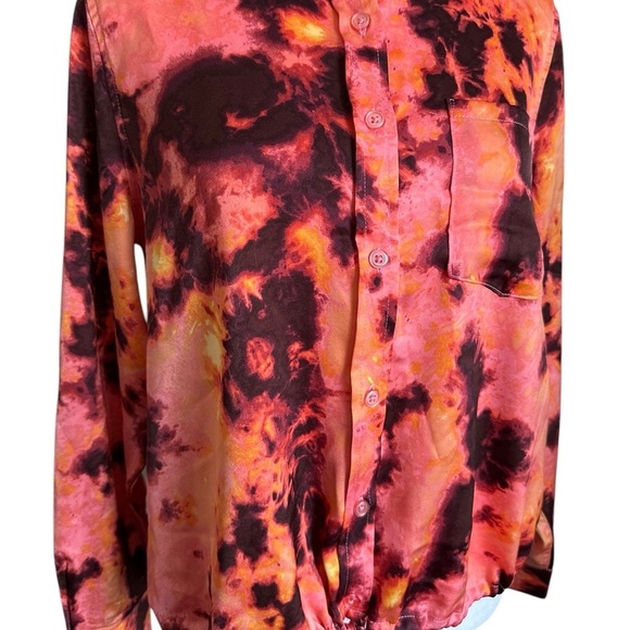 Rebecca Minkoff Tie-Dye Button-Up Collared Top Shirt Sz PM - Picture 15 of 16
